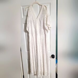 Lane Bryant White Tiered Ruffled Sundress